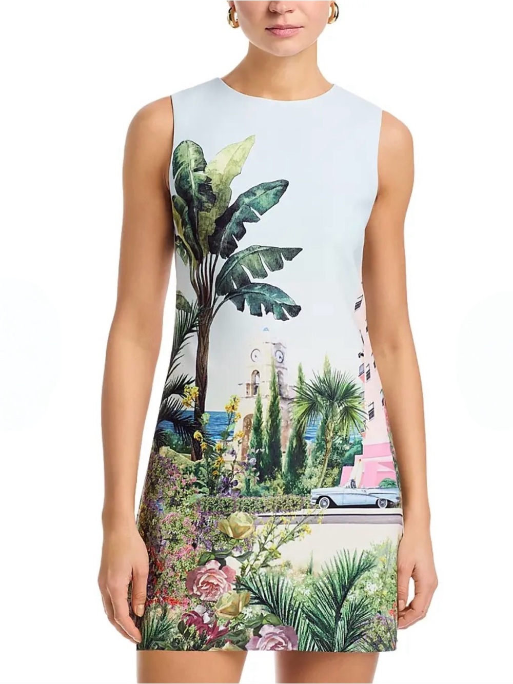 NWT Alice + Olivia Clyde Mini Shift Dress Palms In Paradise - 4